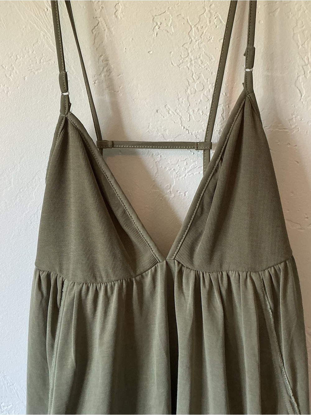 NWT Free People Olive Green Spaghetti Strap Babydoll Strappy Back Top - Picture 2 of 9